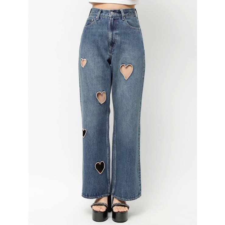 EVRIS ハートカッティングワイドデニムパンツ EVRIS EVRIS(エブリス）ハートカッティングワイドデニムパンツ