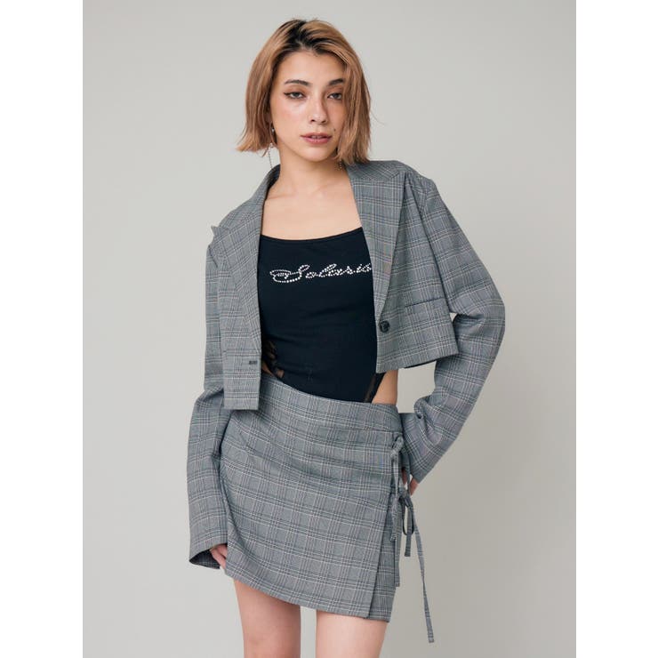 ラインストーンロゴオフショルボディースーツ | EVRIS | 詳細画像10 