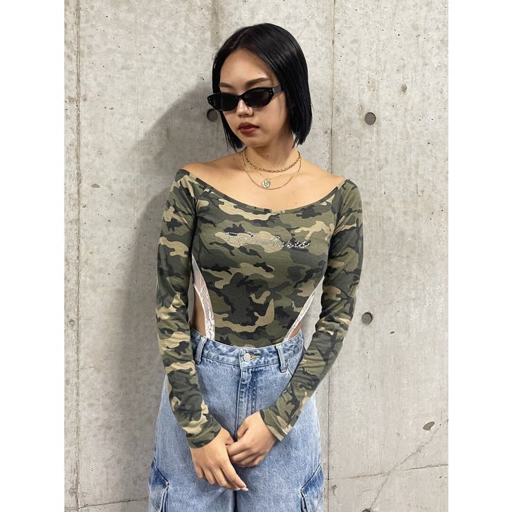 ラインストーンロゴオフショルボディースーツ | EVRIS | 詳細画像22 