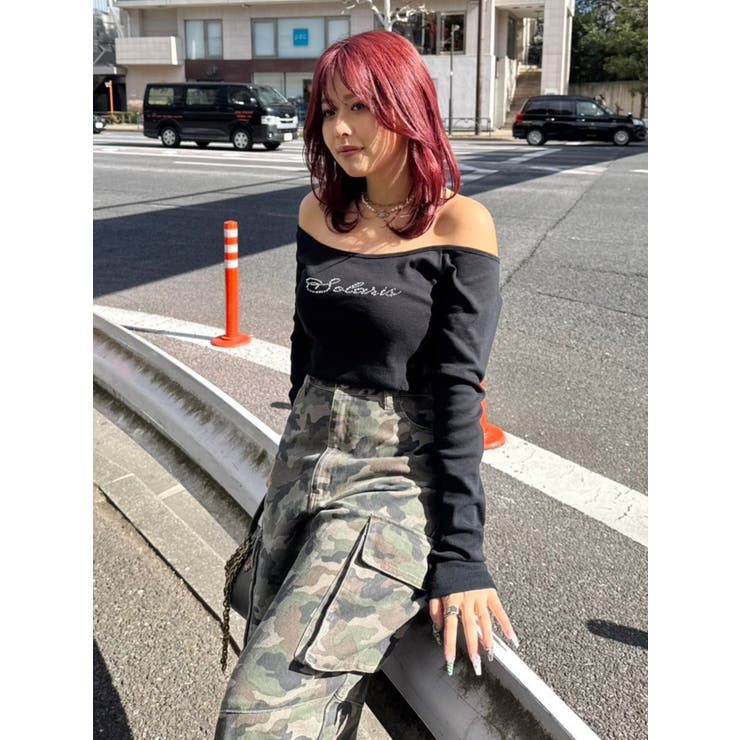 ラインストーンロゴオフショルボディースーツ | EVRIS | 詳細画像33 