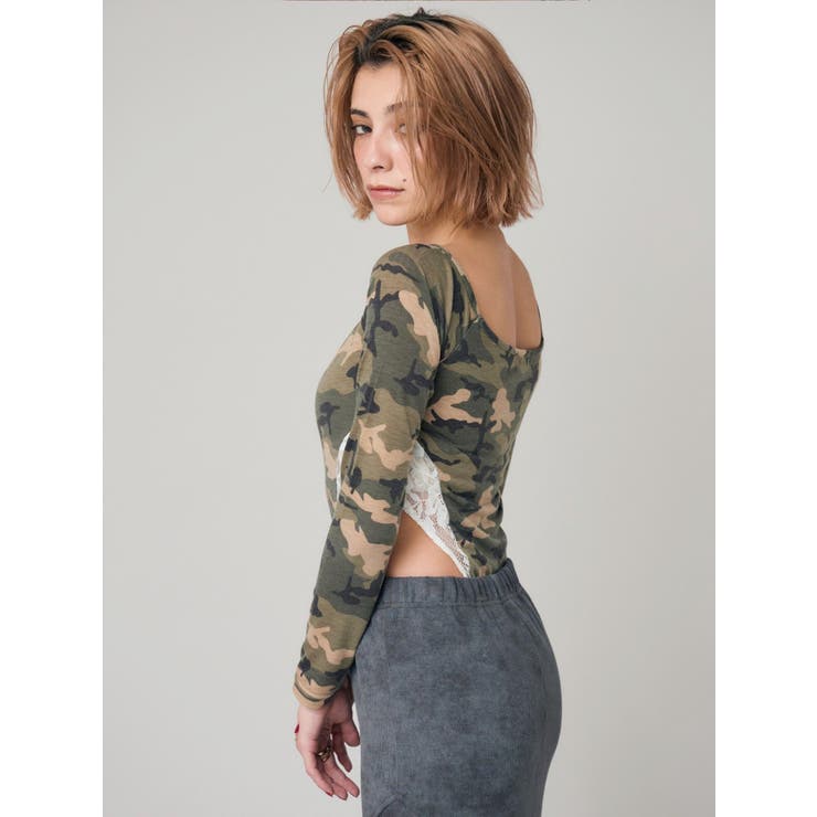 ラインストーンロゴオフショルボディースーツ | EVRIS | 詳細画像5 