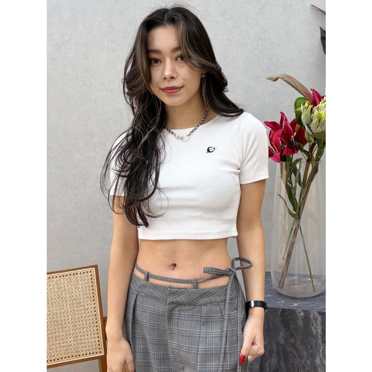 ホワイト | ワンポイントバックストラップTシャツ | EVRIS