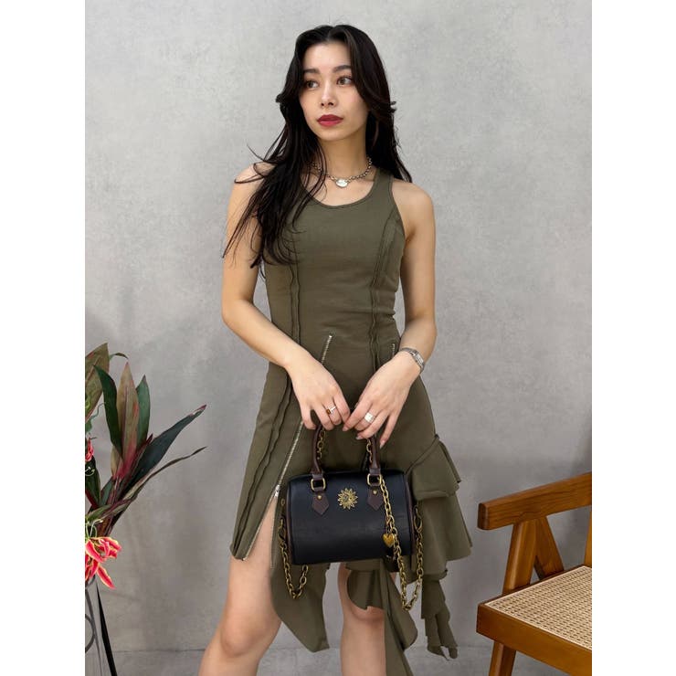 アシンメトリージップタンクワンピース | EVRIS | 詳細画像10 