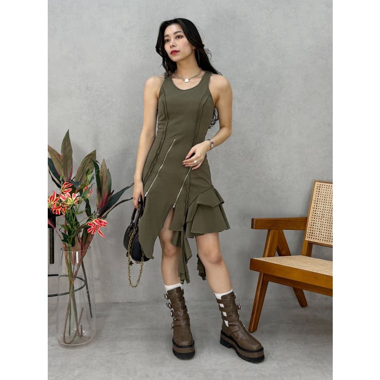 アシンメトリージップタンクワンピース | EVRIS | 詳細画像11 