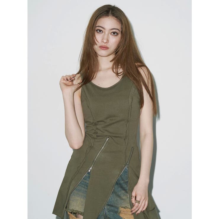 アシンメトリージップタンクワンピース | EVRIS | 詳細画像2 