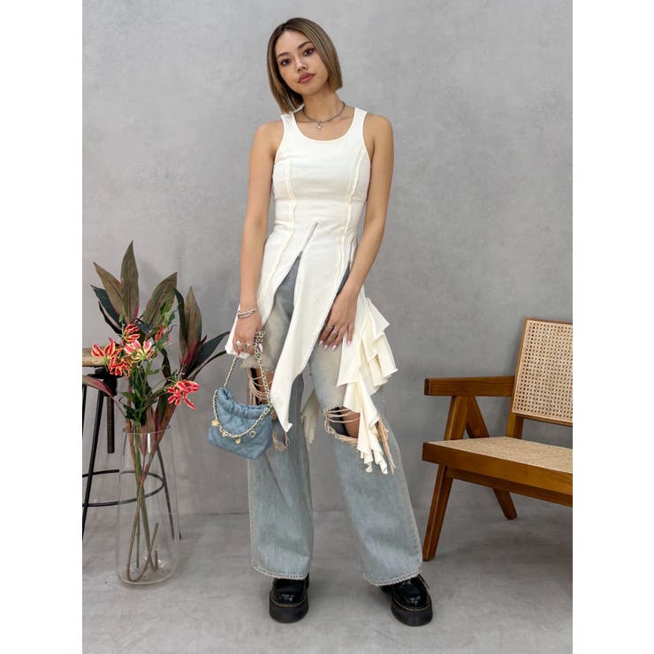 アシンメトリージップタンクワンピース | EVRIS | 詳細画像24 