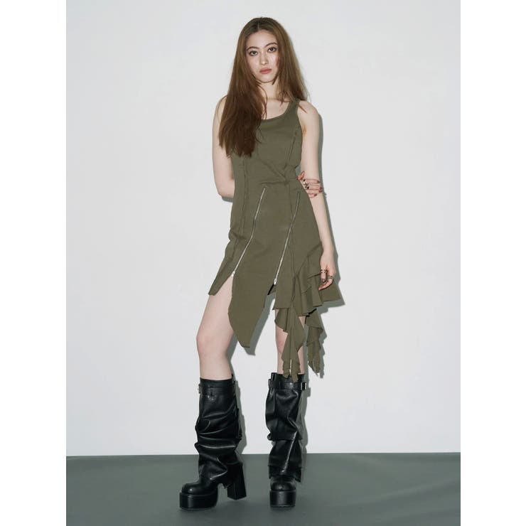 アシンメトリージップタンクワンピース | EVRIS | 詳細画像5 