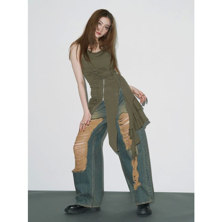 アシンメトリージップタンクワンピース | EVRIS | 詳細画像7 