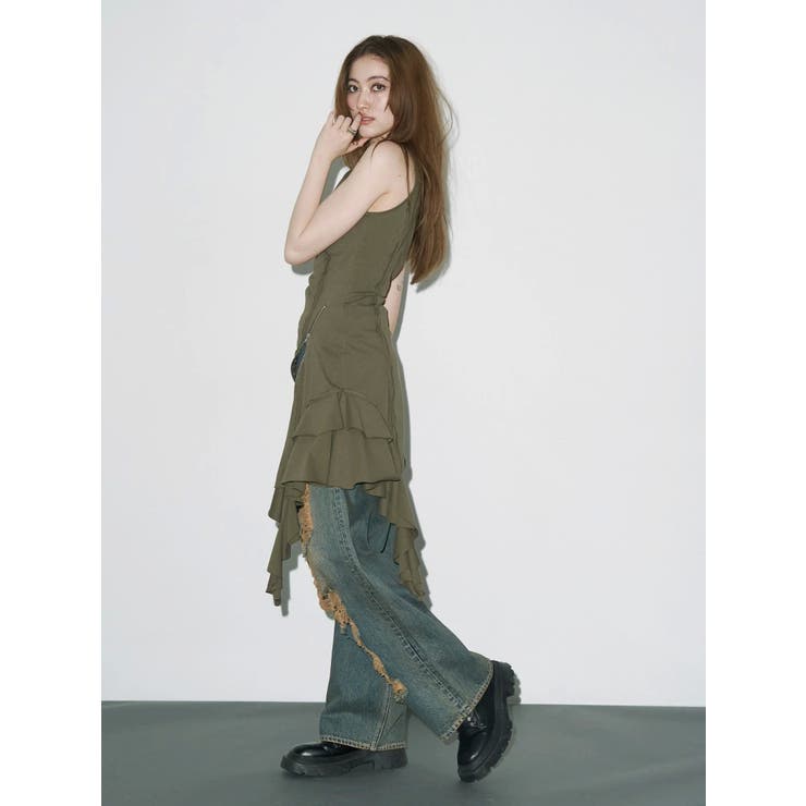 アシンメトリージップタンクワンピース | EVRIS | 詳細画像8 