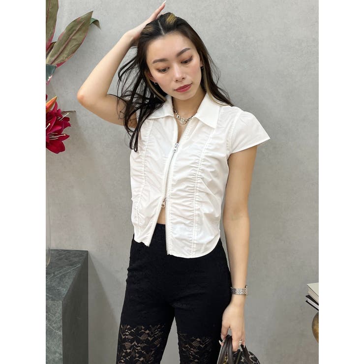 フロントジップシャーリングクロップドシャツ | EVRIS | 詳細画像11 