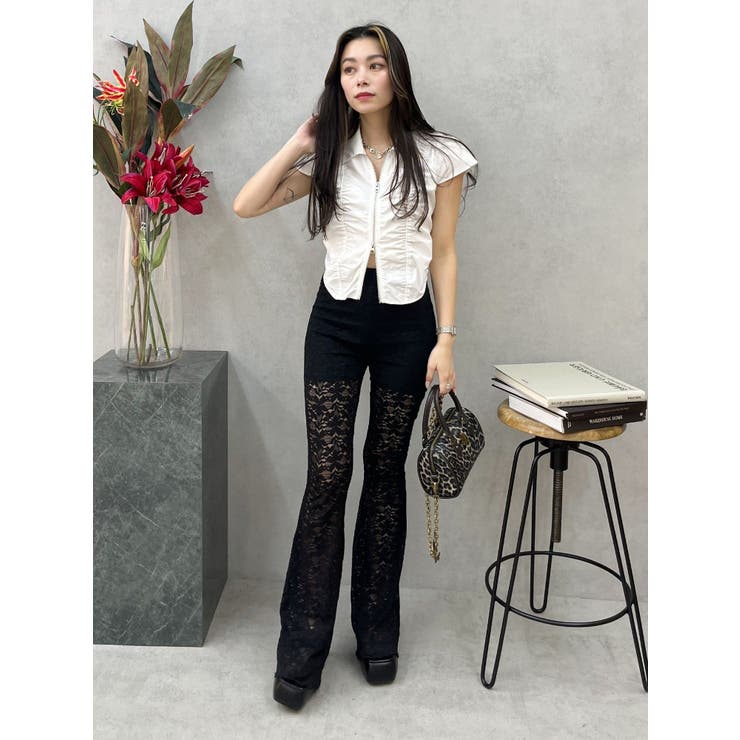 フロントジップシャーリングクロップドシャツ | EVRIS | 詳細画像14 