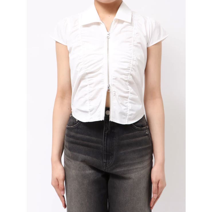 フロントジップシャーリングクロップドシャツ | EVRIS | 詳細画像30 