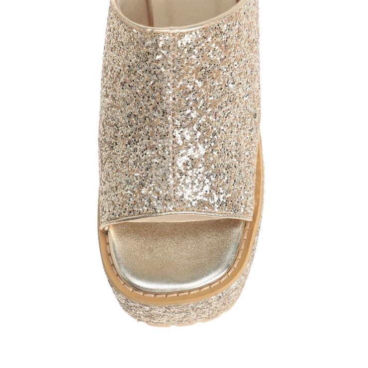 EVRIS グリッターチャンキーヒールサンダル エヴリス EVRIS グリッターチャンキーヒールサンダル （ゴールド