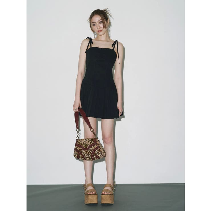 ショルダーリボンプリーツミニワンピース | EVRIS | 詳細画像4 