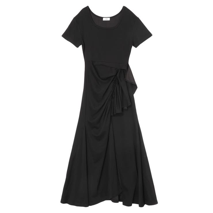 新品 黒　スクエアネックプリーツワンピース★プリーツプリーズでは✖️ スクエアネックラメカットロングワンピース[品番：MKSW0065848