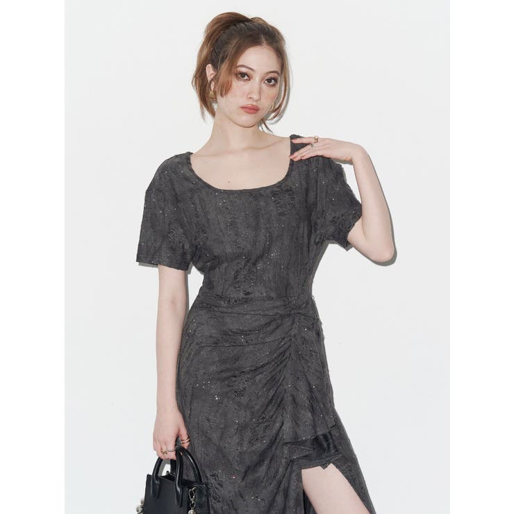 【PINKO】Ellie ラメ Ｖネック ワンピース【送料関税込】 Perritaロングワンピース サックス／select | tulle オンライン