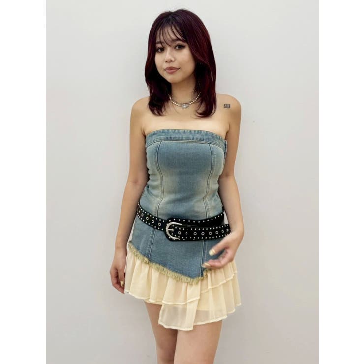 フリルドッキングデニムベアミニワンピース | EVRIS | 詳細画像20 