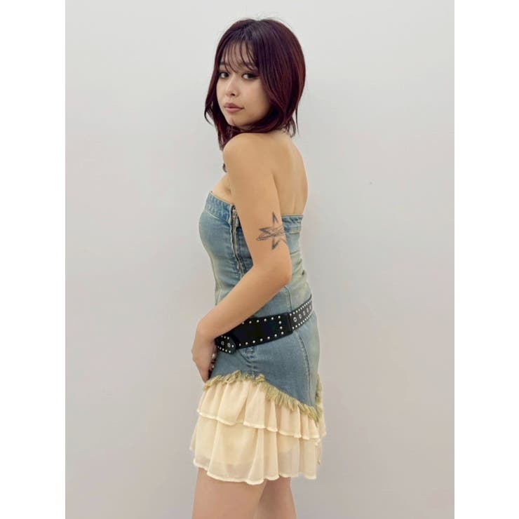 フリルドッキングデニムベアミニワンピース | EVRIS | 詳細画像21 