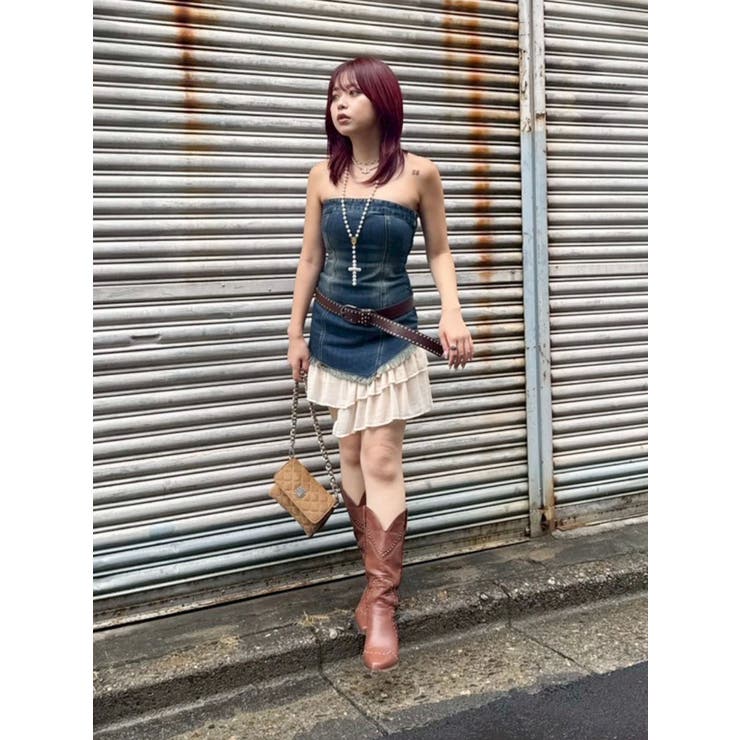 フリルドッキングデニムベアミニワンピース | EVRIS | 詳細画像30 