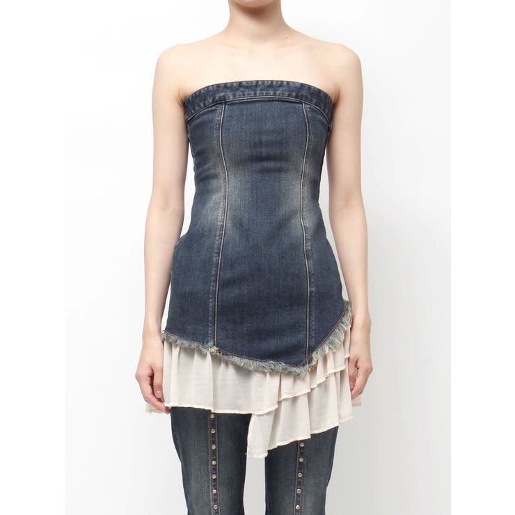 フリルドッキングデニムベアミニワンピース | EVRIS | 詳細画像37 