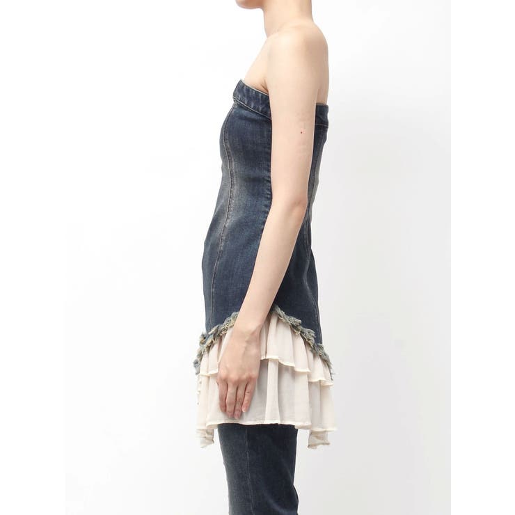 フリルドッキングデニムベアミニワンピース | EVRIS | 詳細画像38 