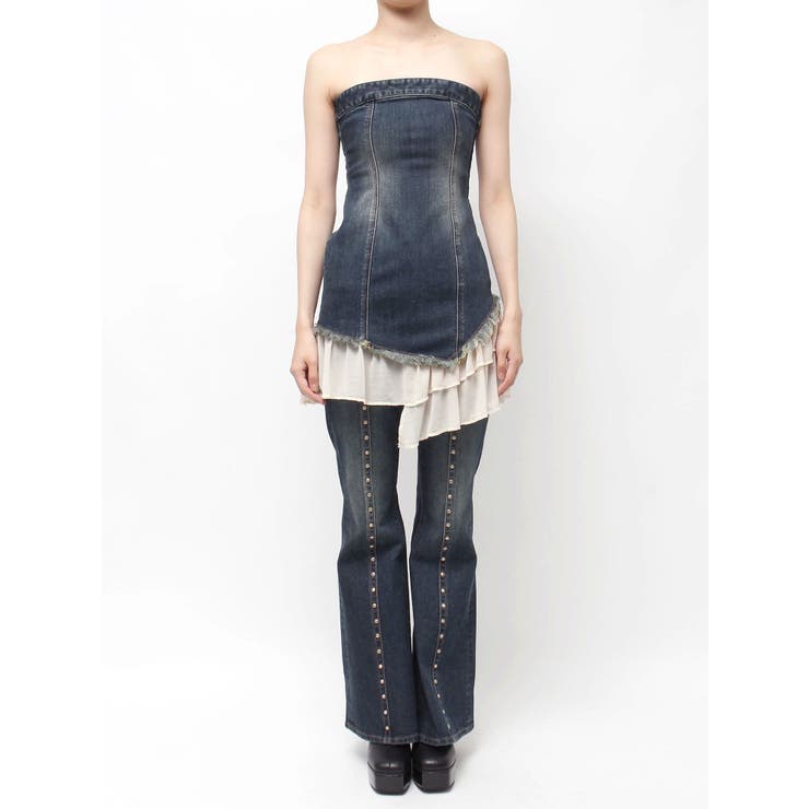 フリルドッキングデニムベアミニワンピース | EVRIS | 詳細画像45 