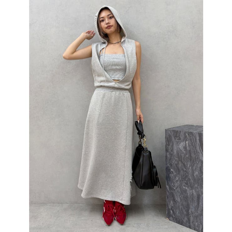 ビスチェセットフーディロングワンピース リブ素材 | EVRIS | 詳細画像10 