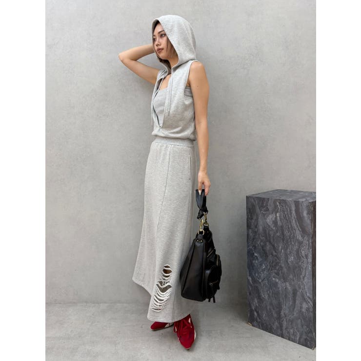 ビスチェセットフーディロングワンピース リブ素材 | EVRIS | 詳細画像11 