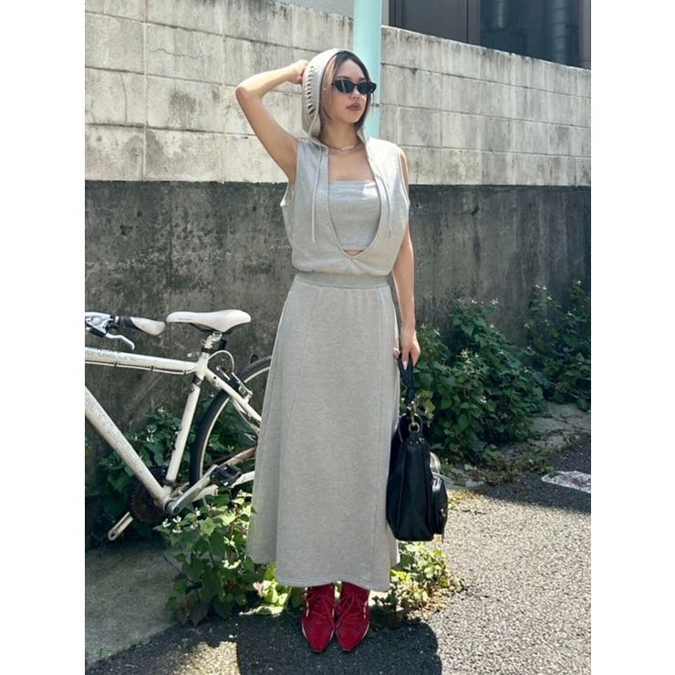 ビスチェセットフーディロングワンピース リブ素材 | EVRIS | 詳細画像14 