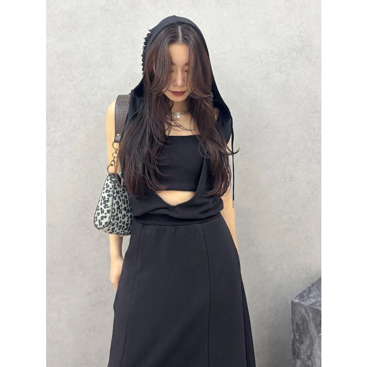 ビスチェセットフーディロングワンピース リブ素材 | EVRIS | 詳細画像16 