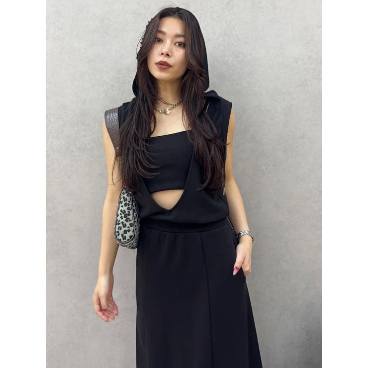 ビスチェセットフーディロングワンピース リブ素材 | EVRIS | 詳細画像17 