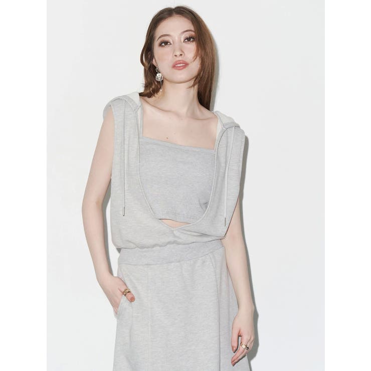 ビスチェセットフーディロングワンピース リブ素材 | EVRIS | 詳細画像2 