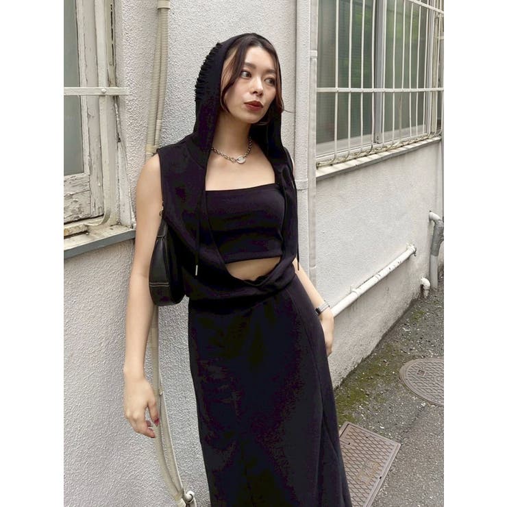 ビスチェセットフーディロングワンピース リブ素材 | EVRIS | 詳細画像20 