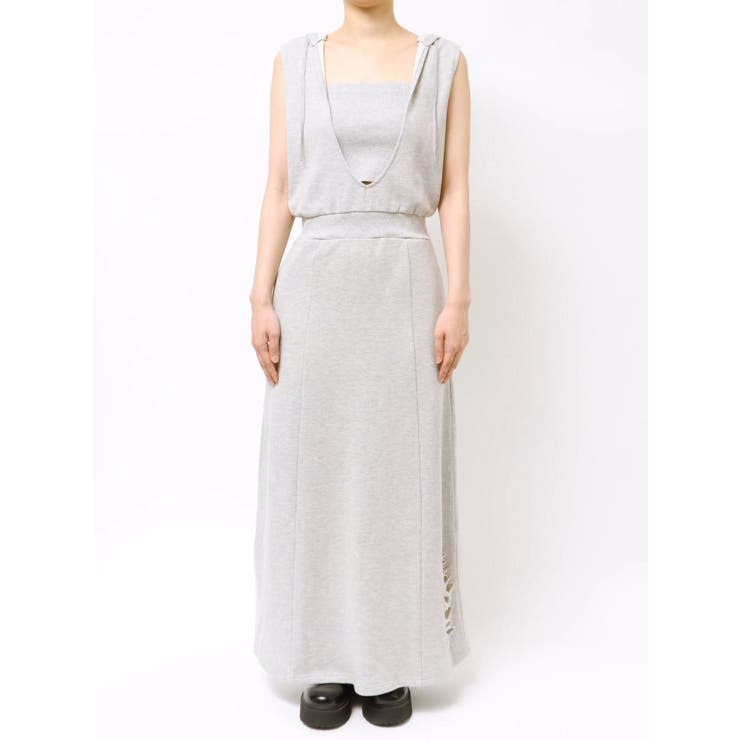 ビスチェセットフーディロングワンピース リブ素材 | EVRIS | 詳細画像30 