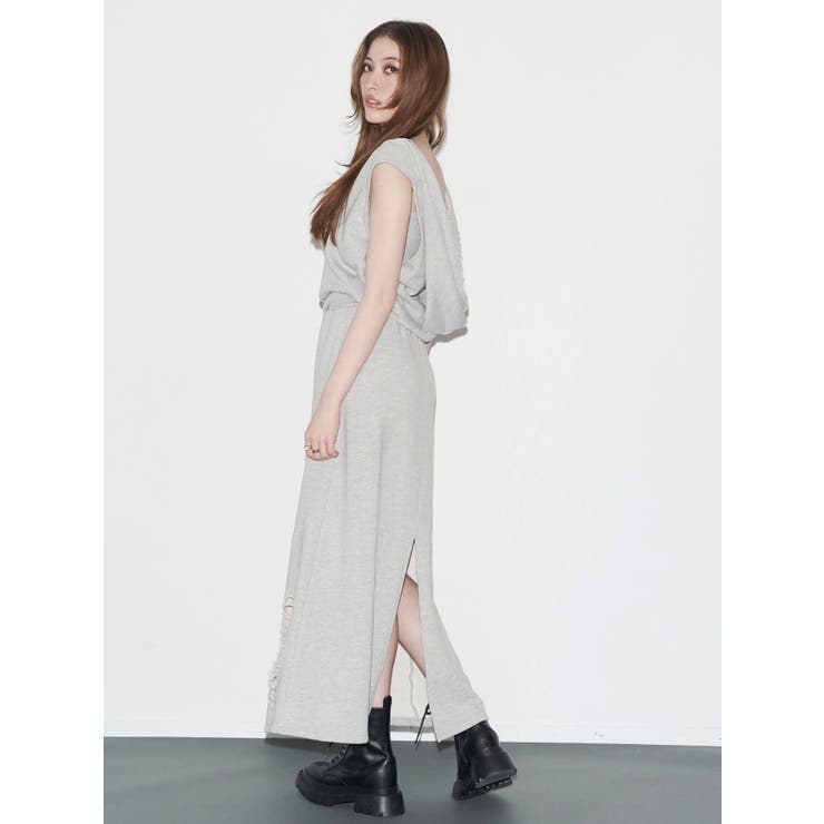 ビスチェセットフーディロングワンピース リブ素材 | EVRIS | 詳細画像6 