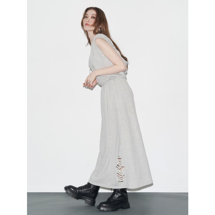 ビスチェセットフーディロングワンピース リブ素材 | EVRIS | 詳細画像7 