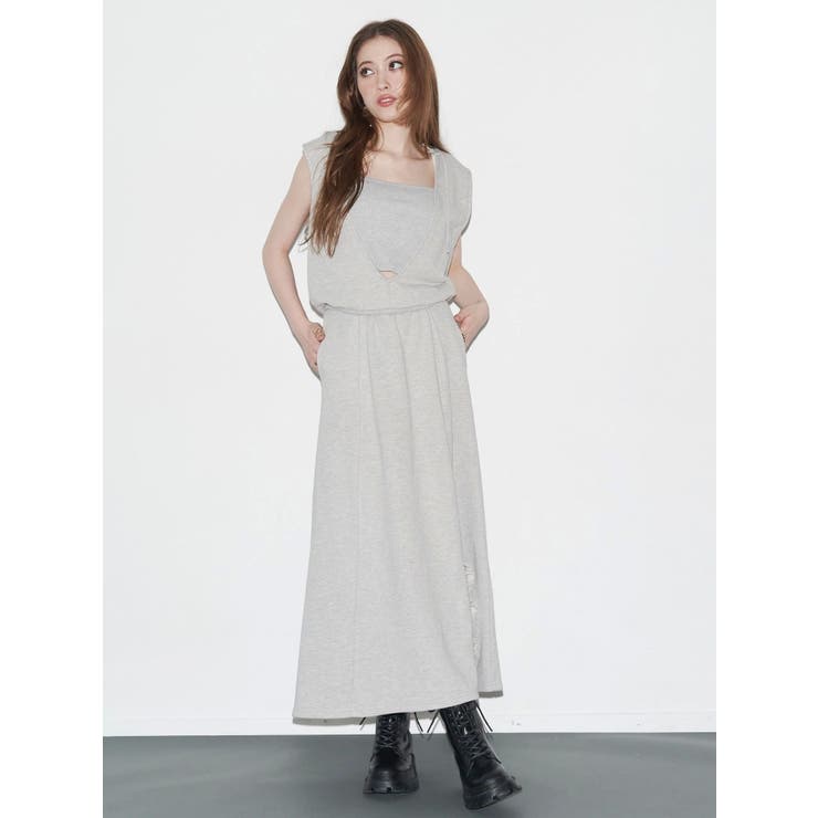 ビスチェセットフーディロングワンピース リブ素材 | EVRIS | 詳細画像8 