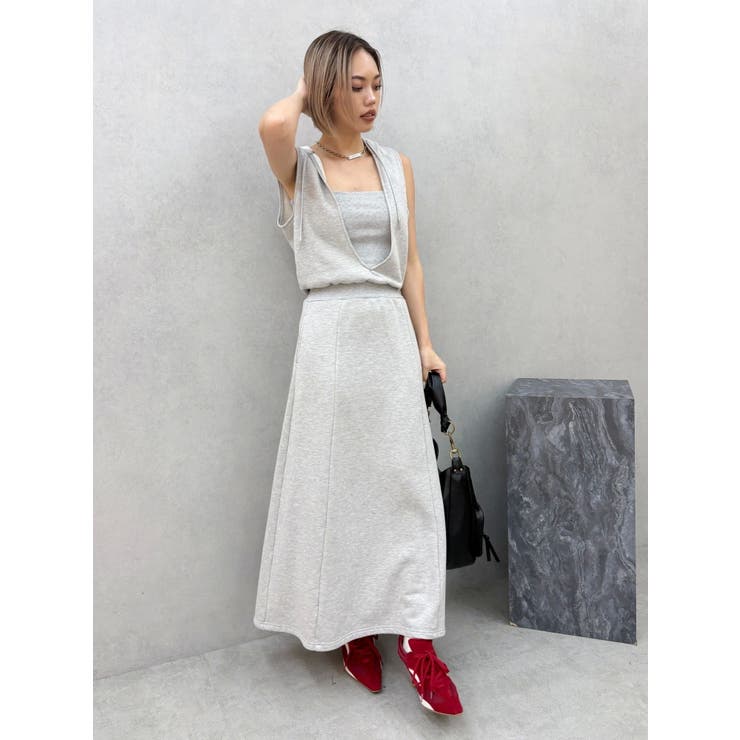 ビスチェセットフーディロングワンピース リブ素材 | EVRIS | 詳細画像9 