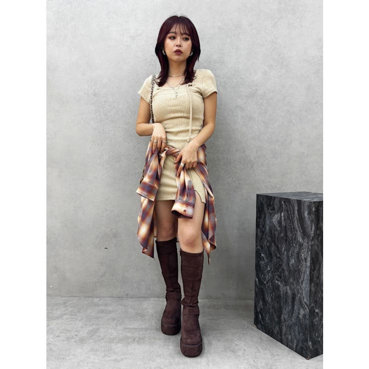 カットタイトハーフスリーブミニワンピース | EVRIS | 詳細画像20 