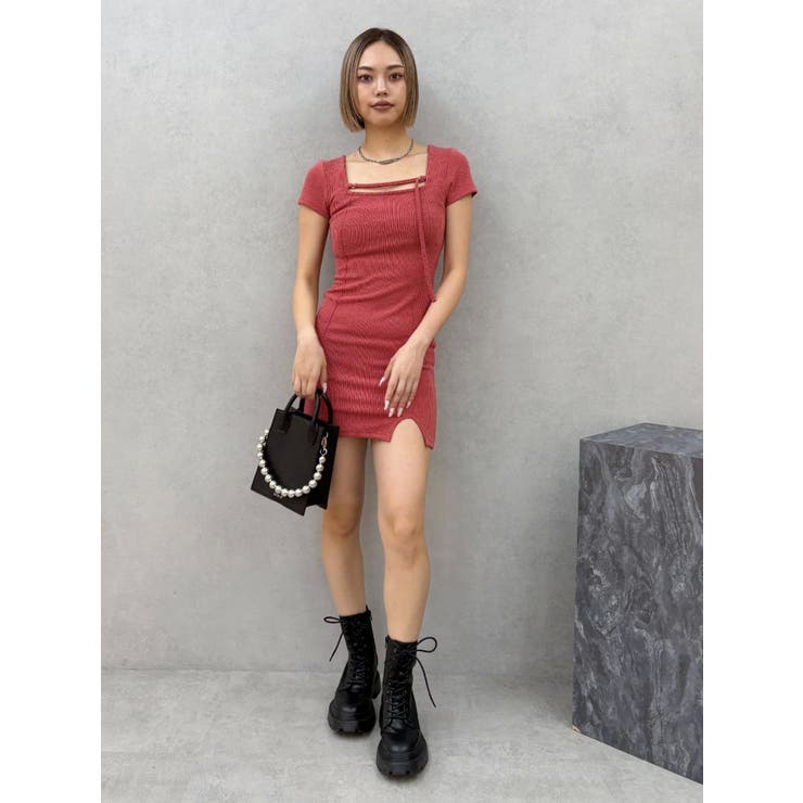 カットタイトハーフスリーブミニワンピース | EVRIS | 詳細画像27 