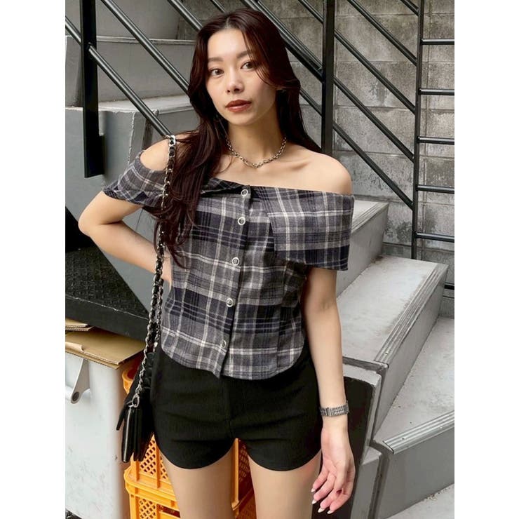 チェックオフショルブラウス | EVRIS | 詳細画像10 