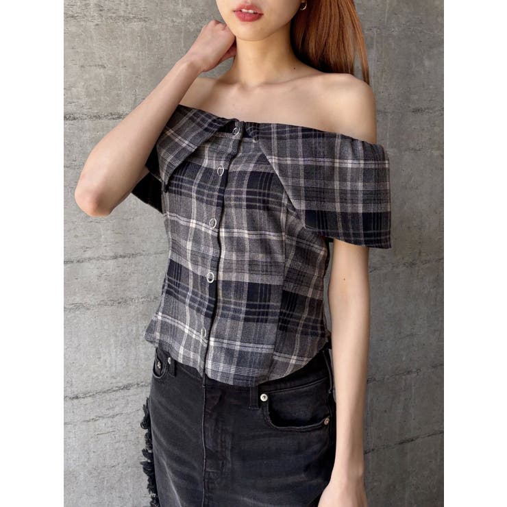 チェックオフショルブラウス | EVRIS | 詳細画像17 