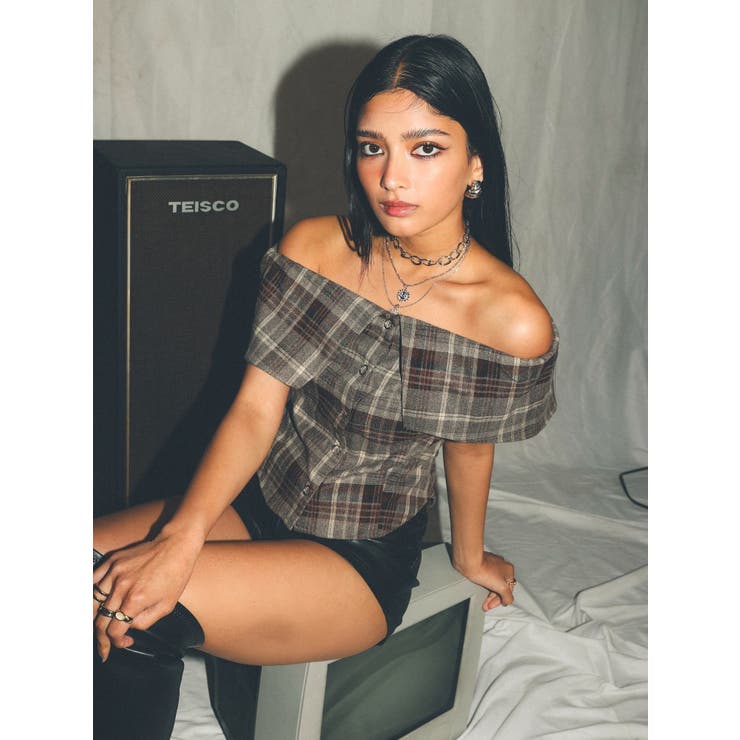 チェックオフショルブラウス | EVRIS | 詳細画像30 