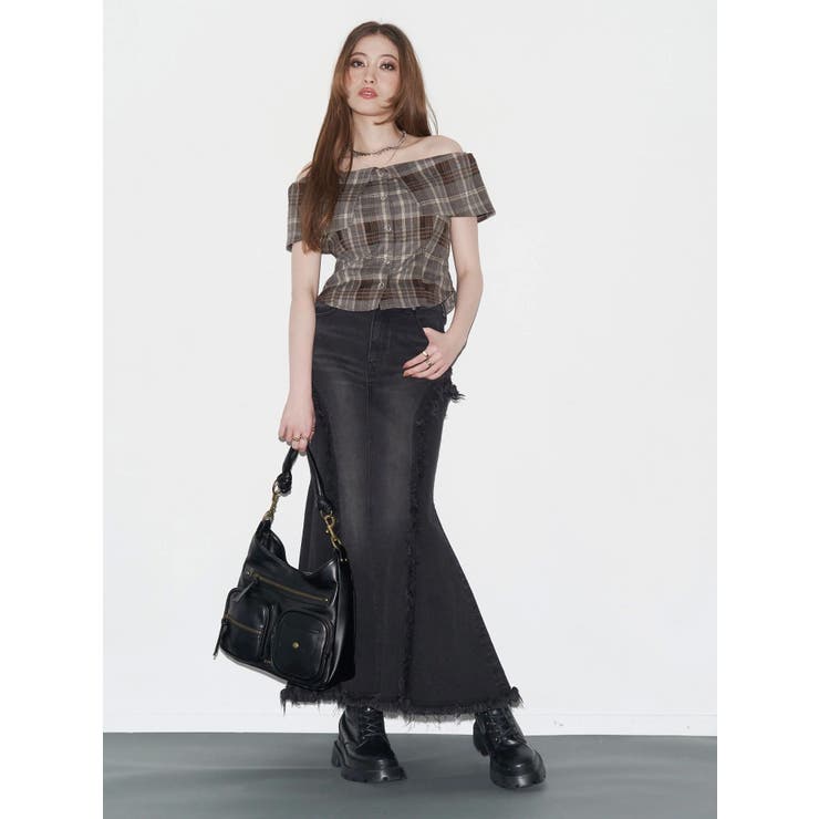 チェックオフショルブラウス | EVRIS | 詳細画像7 