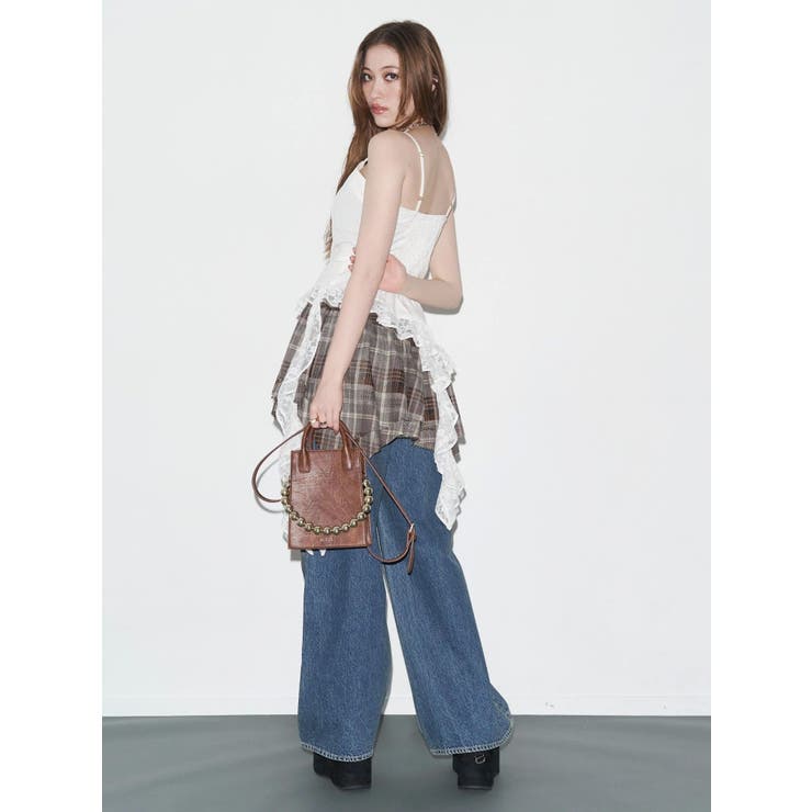 アシンメトリーランダムチェックミニスカート | EVRIS | 詳細画像11 