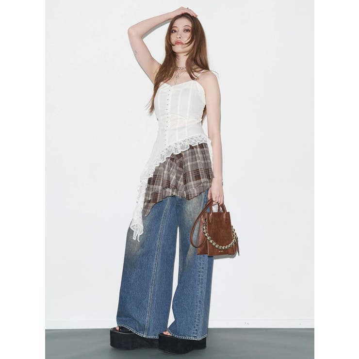 アシンメトリーランダムチェックミニスカート | EVRIS | 詳細画像12 