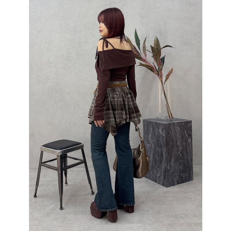 アシンメトリーランダムチェックミニスカート | EVRIS | 詳細画像20 