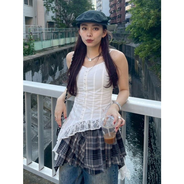 アシンメトリーランダムチェックミニスカート | EVRIS | 詳細画像21 