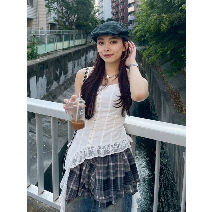 アシンメトリーランダムチェックミニスカート | EVRIS | 詳細画像22 