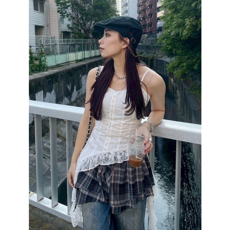 アシンメトリーランダムチェックミニスカート | EVRIS | 詳細画像23 